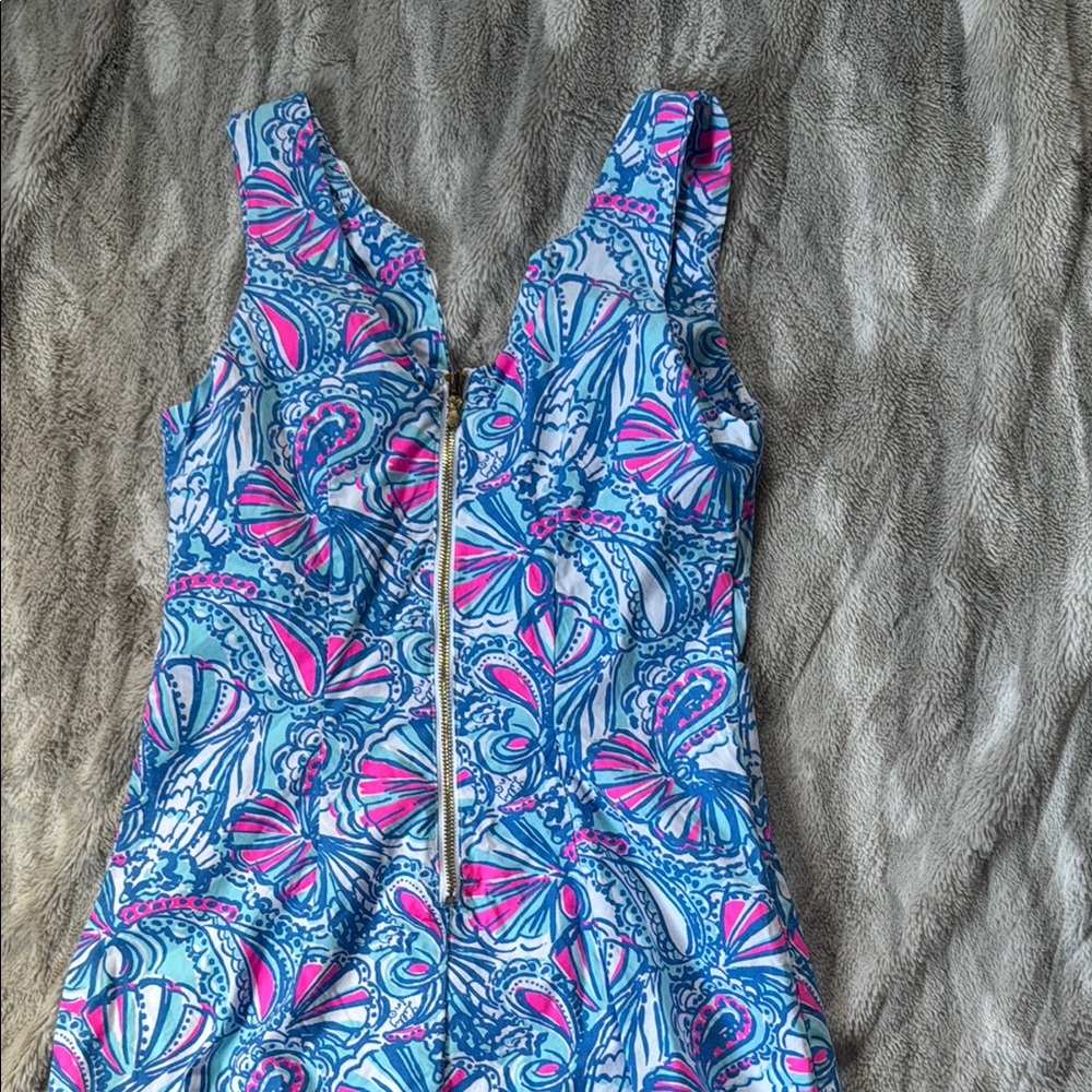 Lily Pulitzer Pink and Blue Dress with Lace Detail - Picture 3 of 3